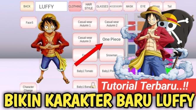 Membuat Karakter Luffy dari One Piece di Sakura School Simulator