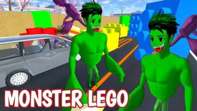 Cara Mudah Menggunakan Karakter Monster Lego Raksasa di Sakura School Simulator