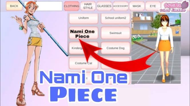 Nami dari One Piece di Sakura School Simulator