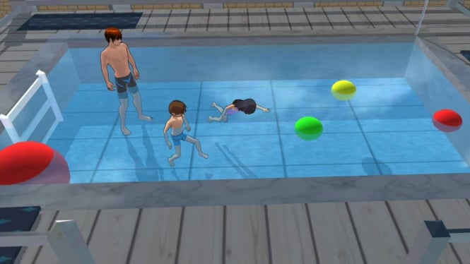 Berenang di Sakura School Simulator