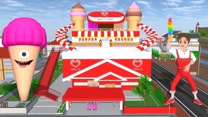 Rumah Es Krim Unik di Sakura School Simulator