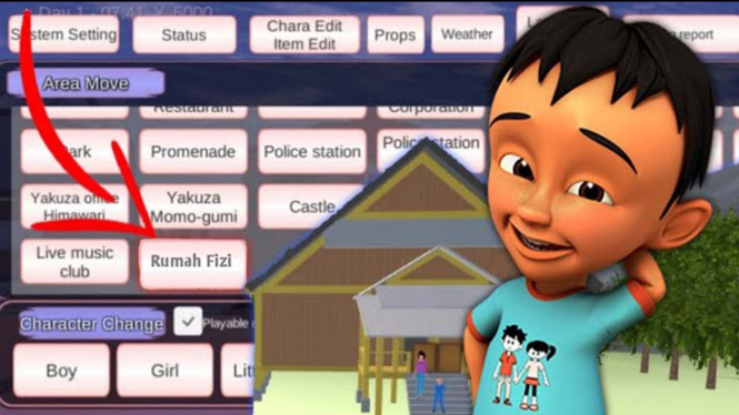 Cara Seru Bermain ke Rumah Fizi di Sakura School Simulator