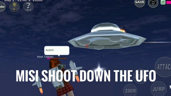 Cara Menyelesaikan Misi Shoot Down the UFO di Sakura School Simulator