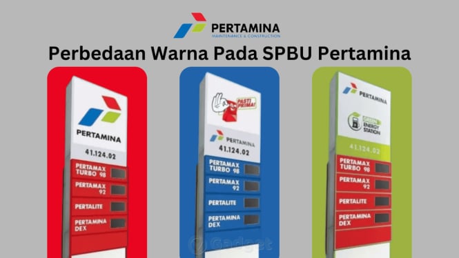 Perbedaan SPBU Pertamina dengan Warna Merah, Biru, dan Hijau.