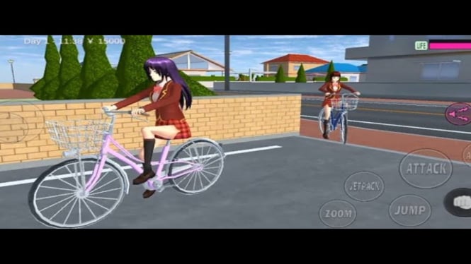 Mengendarai Sepeda di Sakura School Simulator