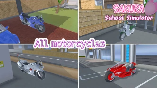 Mengendarai Sepeda Motor di Sakura School Simulator