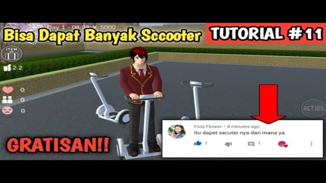 Mengendarai Scooter di Sakura School Simulator