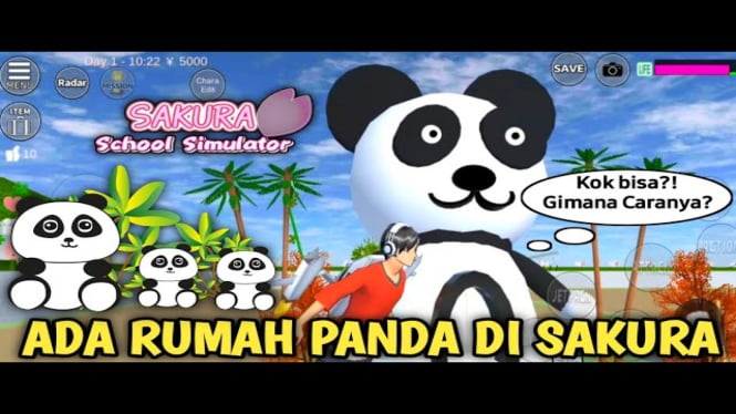 Membangun Rumah Panda Imut di Sakura School Simulator