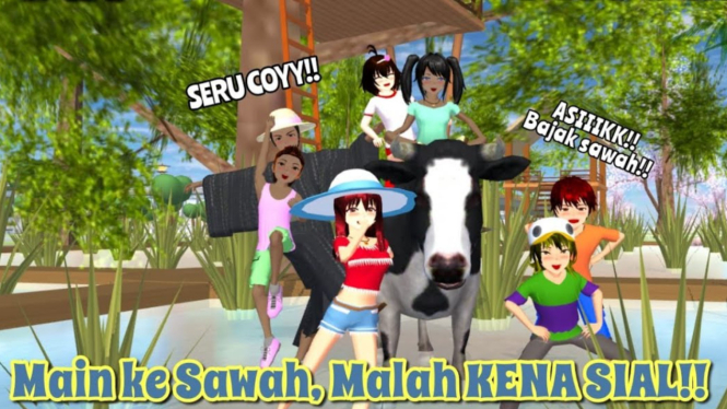 Panduan Cara Bajak Sawah dan Naik Sapi di Sakura School Simulator