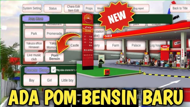 Pom Bensin Shell di Sakura School Simulator