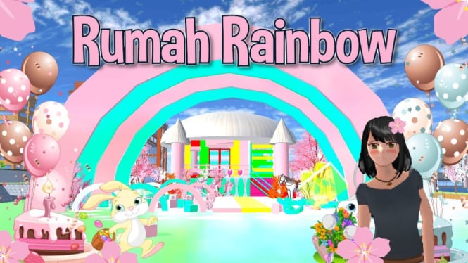 Membangun Rumah Pelangi di Sakura School Simulator