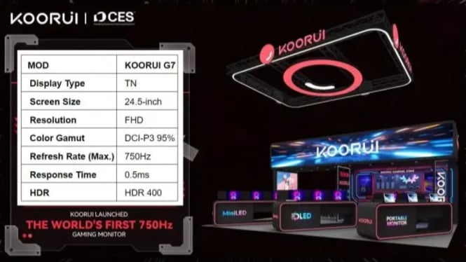 Gila! Monitor KOORUI 750 Hz Bakal Pecahkan Rekor di CES 2025