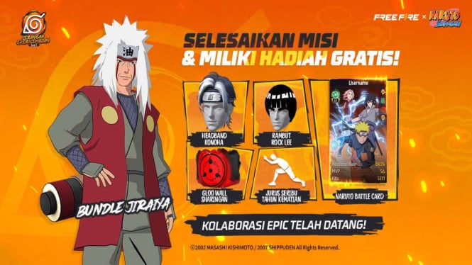 Kolaborasi Garena Free Fire X Naruto Shippuden, Jangan Lewatkan Item Gratis Terbatas!