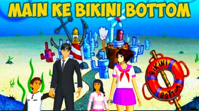 Panduan Berkunjung ke Bikini Bottom Bertemu Spongebob di Sakura School Simulator