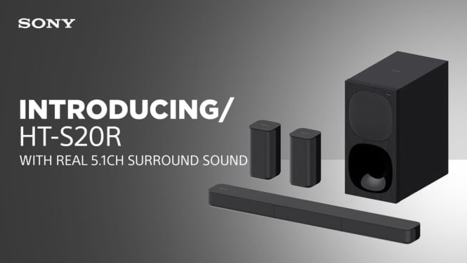 Sony HT-S20R soundbar 5.1 channel dengan subwoofer dan Dolby Digital