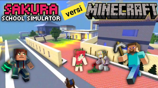 Bangunan Ala Minecraft di Sakura School Simulator