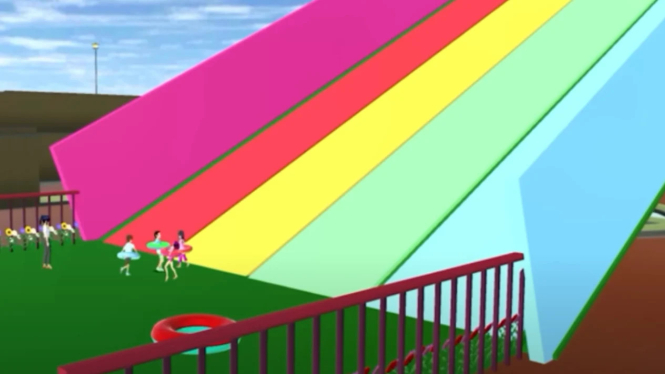 Perosotan Pelangi di Sakura School Simulator