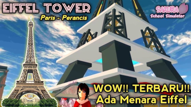 Menara Eiffel di Sakura School Simulator