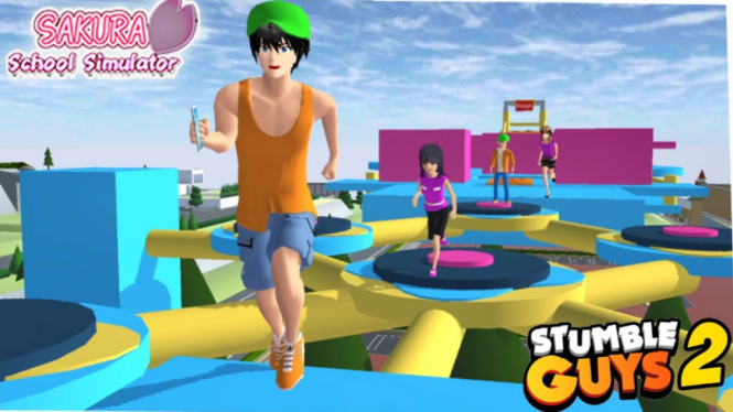 Arena Stumble Guys di Sakura School Simulator
