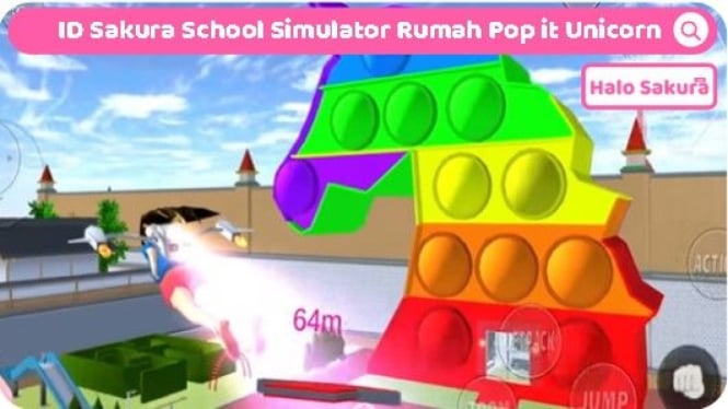 Rumah Pop It Unicorn di Sakura School Simulator