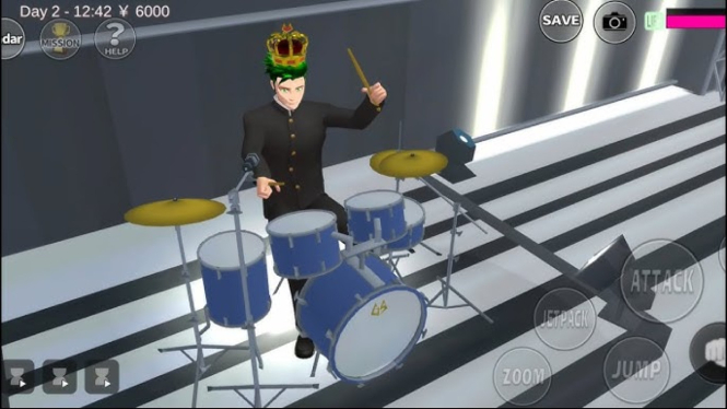 Bermain Drum di Sakura School Simulator