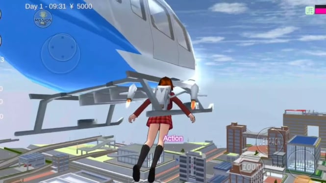 Terbang ke Angkasa dengan Jetpack di Sakura School Simulator