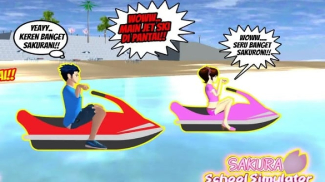 Bermain Jetski di Sakura School Simulator