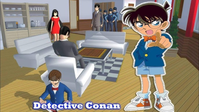 Detektif Conan di Sakura School Simulator