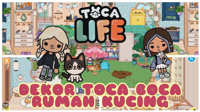 kamar kucing estetik yang lucu dan nyaman di Toca Life World