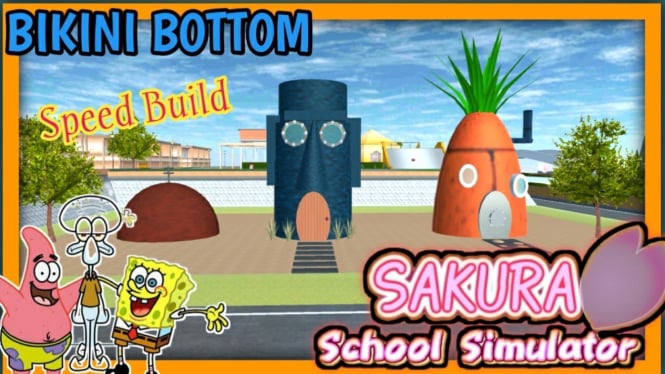 Rumah Spongebob di Sakura School Simulator