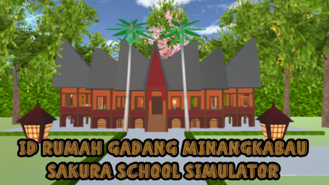 Rumah Gadang Khas Minangkabau di Sakura School Simulator