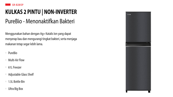 Toshiba GR-B28IS – Freezer Jumbo untuk Penyimpanan Maksimal