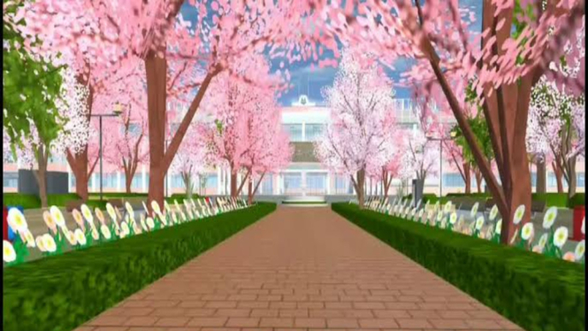 Taman Korea Estetik di Sakura School Simulator