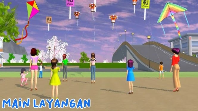 Menerbangkan Layang-Layang di Sakura School Simulator