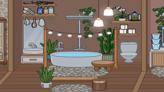 Kamar Mandi Mewah Estetik di Toca Life World