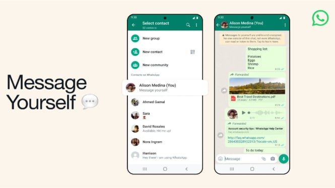 Cara Kirim Chat WhatsApp ke Diri Sendiri, Ganti Aplikasi Catatan dengan Fitur Praktis Ini!
