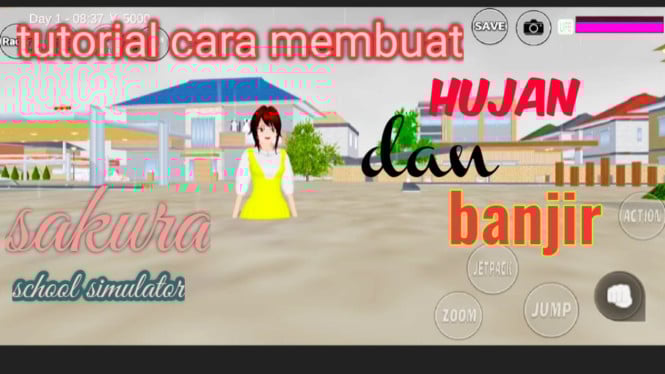 Bikin Hujan & Banjir di Sakura School Simulator