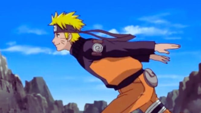 Naruto Berlari dengan Tangan di Belakang