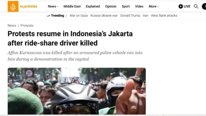 Kematian Affan Kurniawan Picu Demonstrasi Besar, Media Asing Soroti Kejadian di Jakarta!