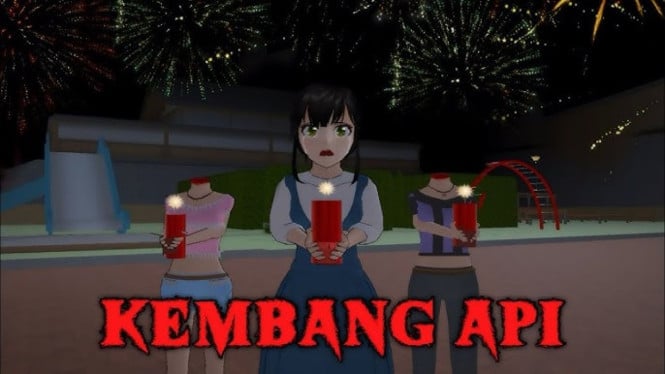 Memainkan Kembang Api di Sakura School Simulator