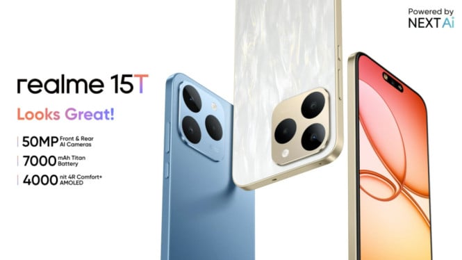 Baterai Jumbo 7.000mAh dan Layar AMOLED 120Hz, Ini Realme 15T 5G!
