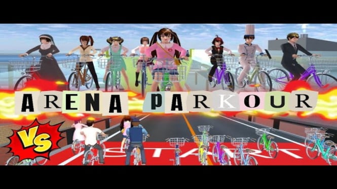 Arena Balap Sepeda di Sakura School Simulator