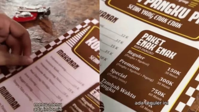 Viral! Menu Kopi Pangku PIK Tawarkan Paket 'Intim' Rp 750 Ribu