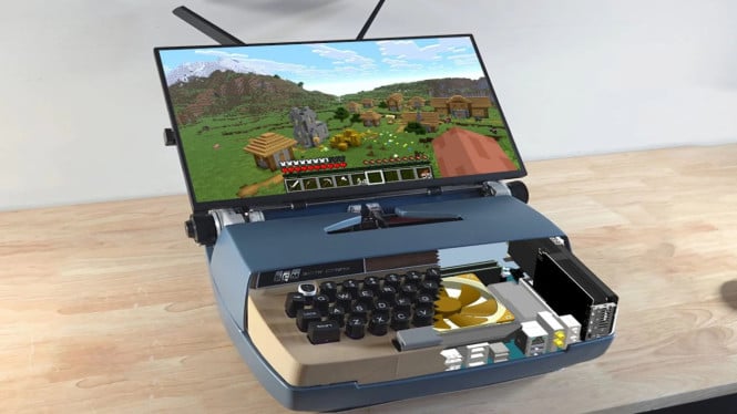 Transformasi Gila: Typewriter PC Retro dengan Layar Bergerak