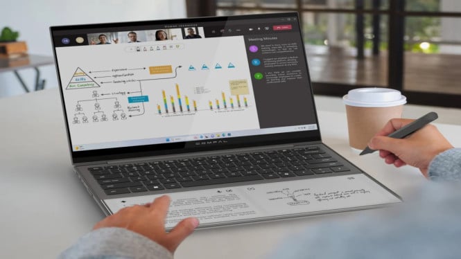 Laptop Compal AI Book Ubah Palm Rest Jadi Layar E Ink Unik