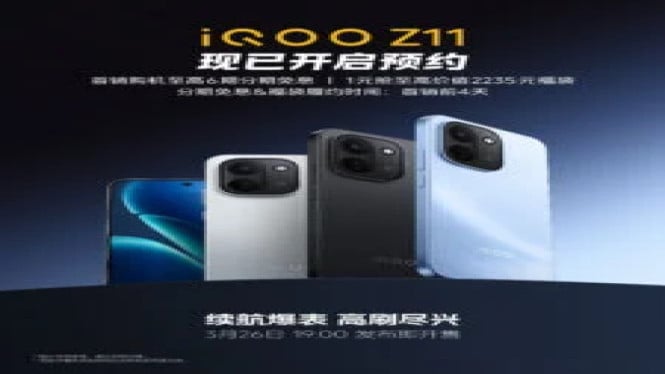 iQOO Z11 Rilis 26 Maret: Baterai 9.020mAh & Layar 165Hz