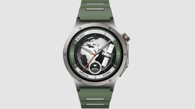Bocoran spesifikasi OnePlus Watch 4 dengan desain dial bulat dan strap hijau sporty.
