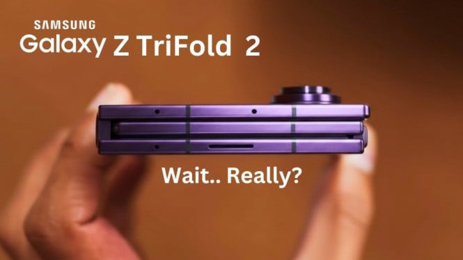Konsep desain Samsung Galaxy Z Tri-Fold 2 dengan layar lipat tiga yang lebih tipis dan ringan.