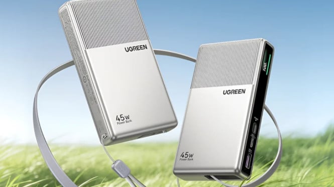 Ugreen P7 adalah power bank 20.000 mAh dengan dua kabel USB-C terintegrasi dan layar warna TFT.