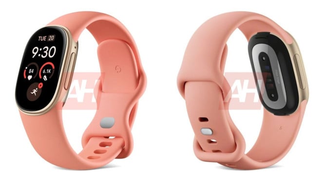 Bocoran desain Google Fitbit Edge yang mengusung layar cembung melengkung.